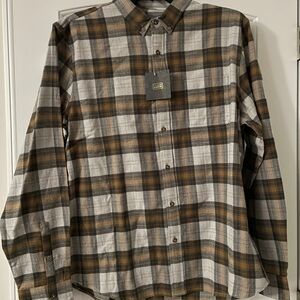 Plaid Men's Shirt in Brown and Gray